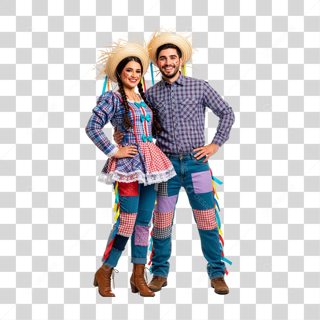 Casal com Roupa de Festa Junina PNG Transparente