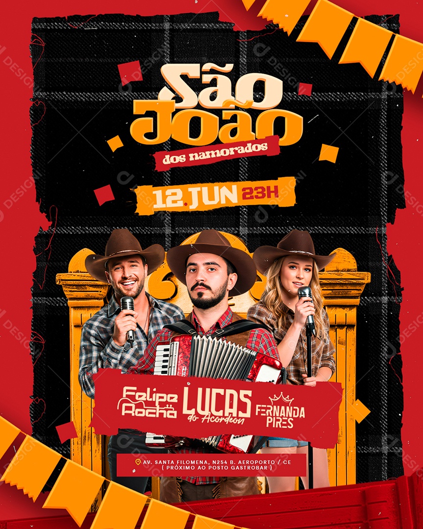 Flyer São João Dos Namorados Social Media PSD Editável
