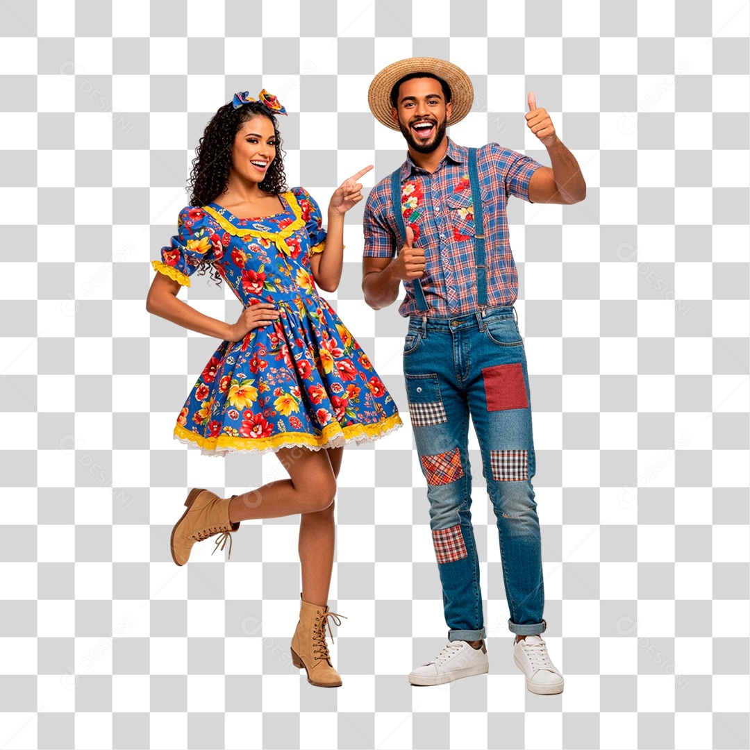 Casal com Roupa de Festa Junina PNG Transparente