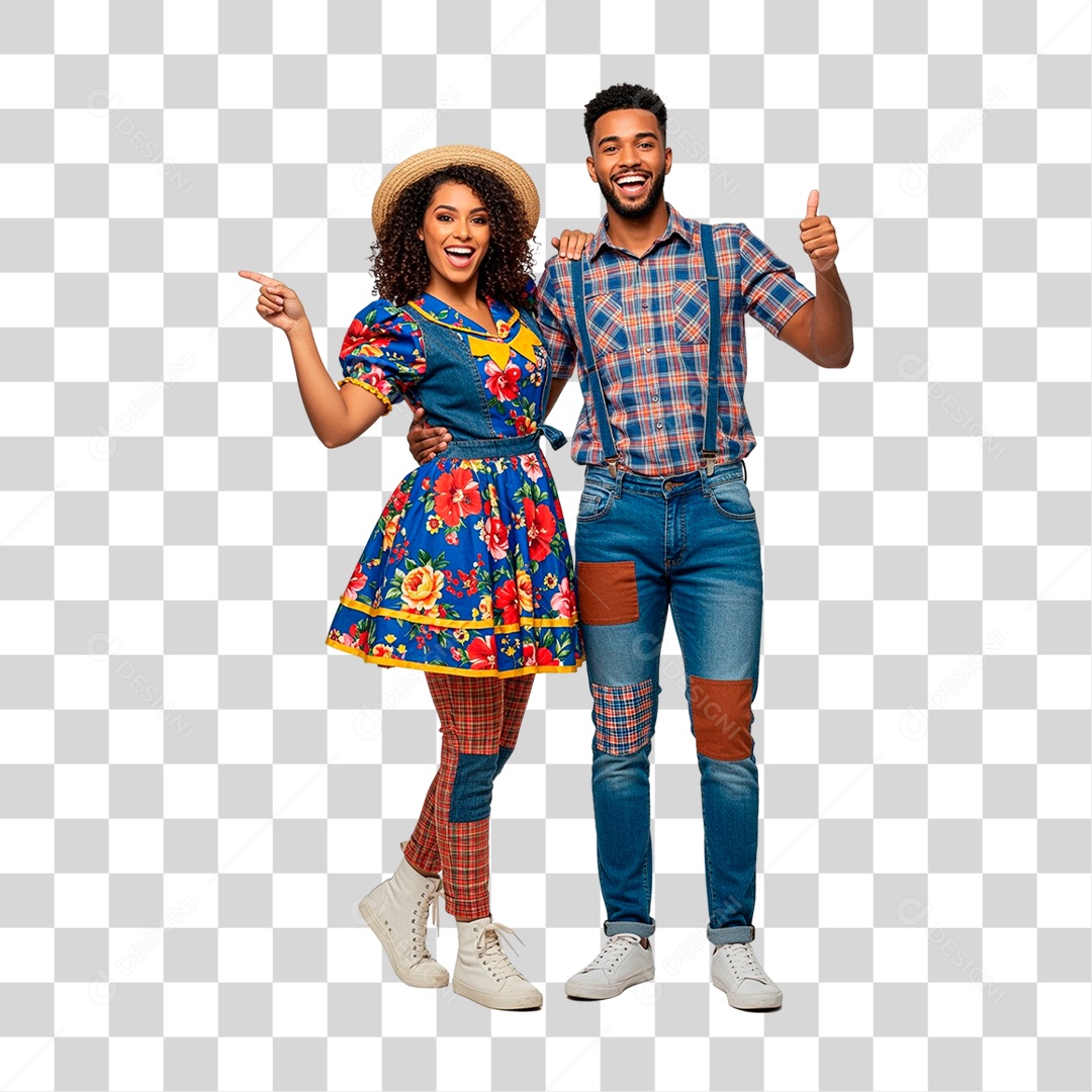 Casal com Roupa de Festa Junina PNG Transparente
