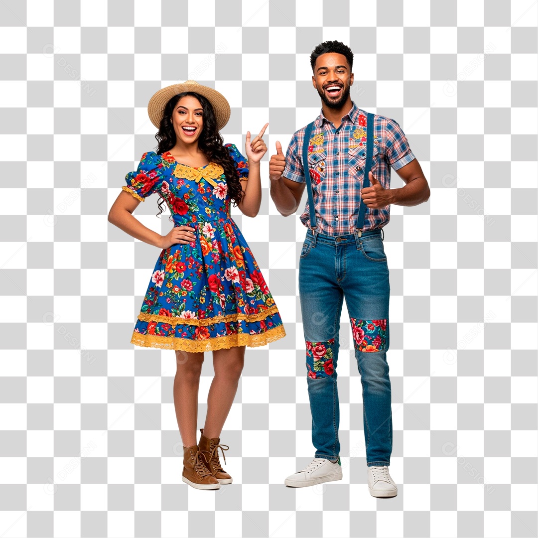 Casal com Roupa de Festa Junina PNG Transparente