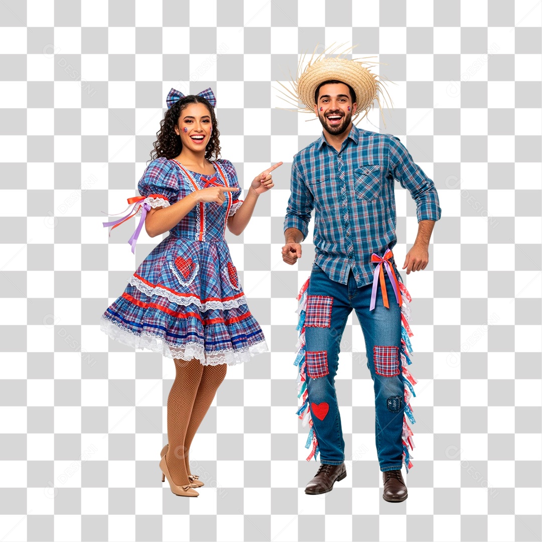 Casal com Roupa de Festa Junina PNG Transparente
