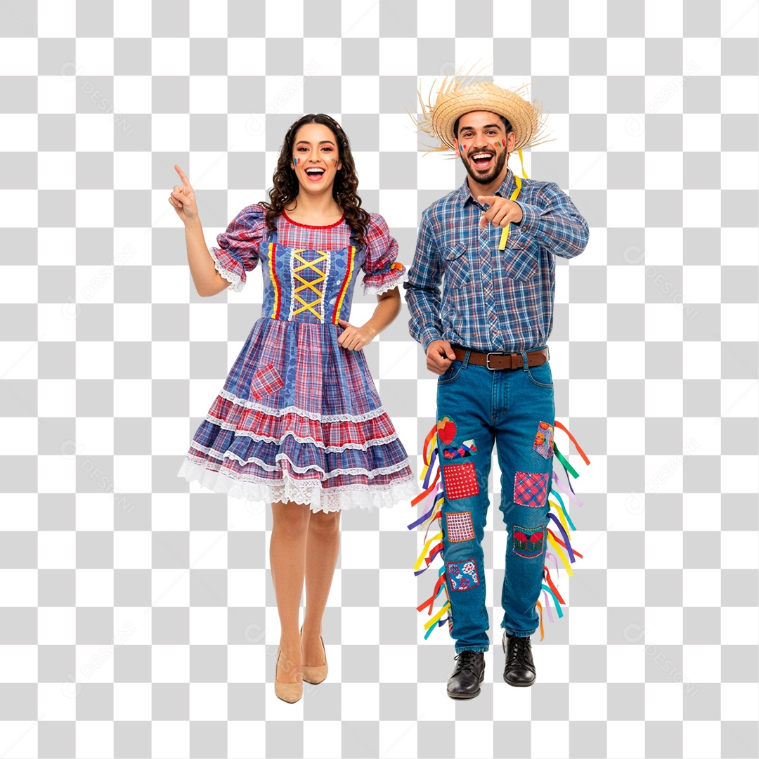 Casal com Roupa de Festa Junina PNG Transparente