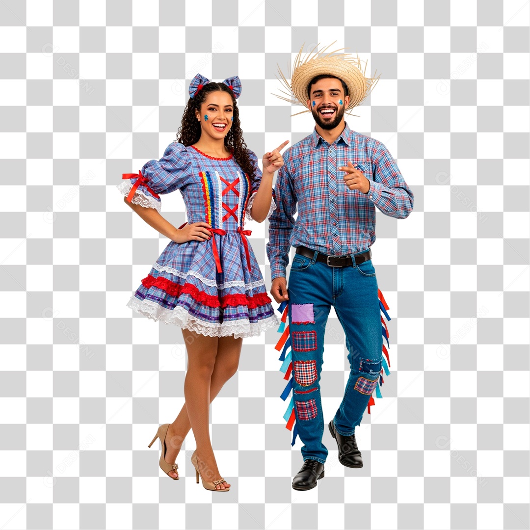 Casal com Roupa de Festa Junina PNG Transparente