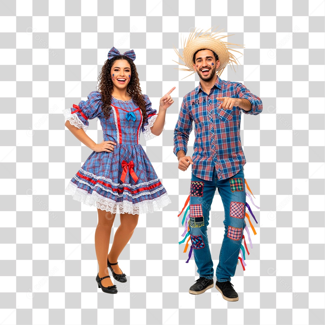 Casal com Roupa de Festa Junina PNG Transparente