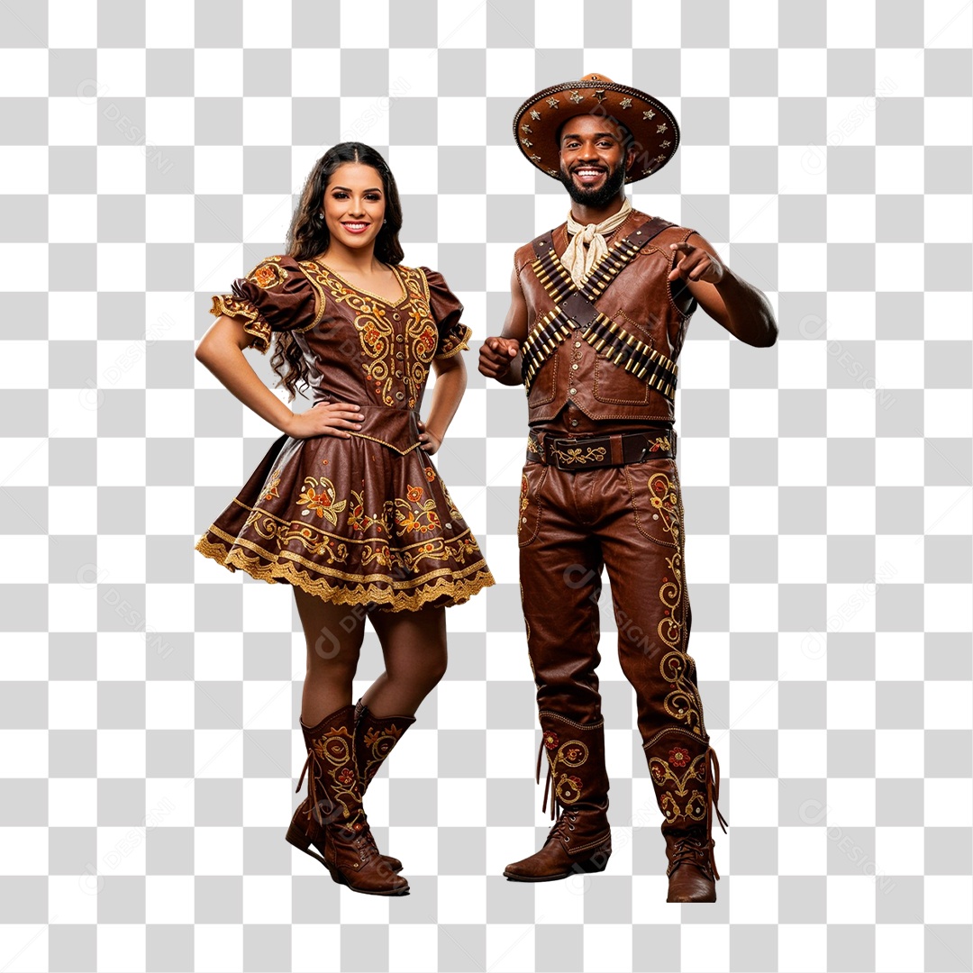 Casal com Roupa de Festa Junina PNG Transparente
