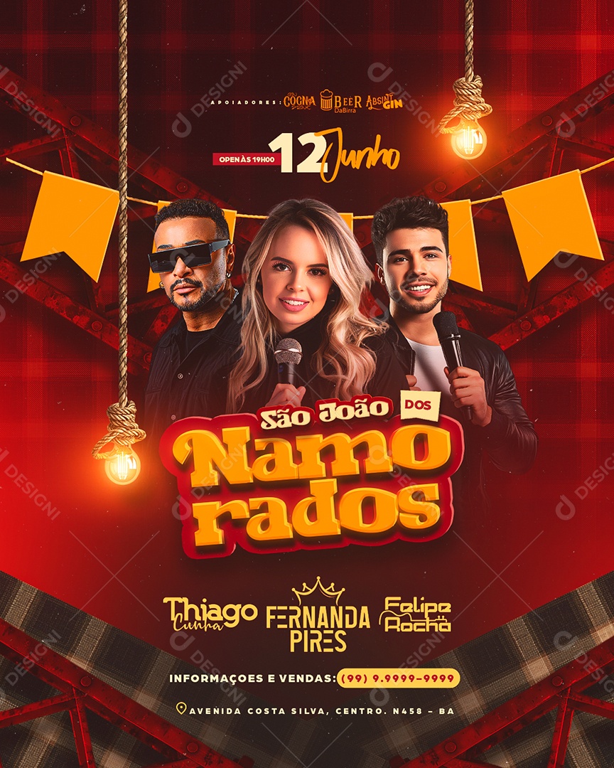 Flyer São João Dos Namorados Social Media PSD Editável