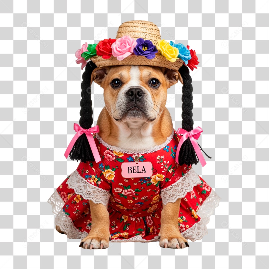 Cadela com Roupa de Festa Junina PNG Transparente