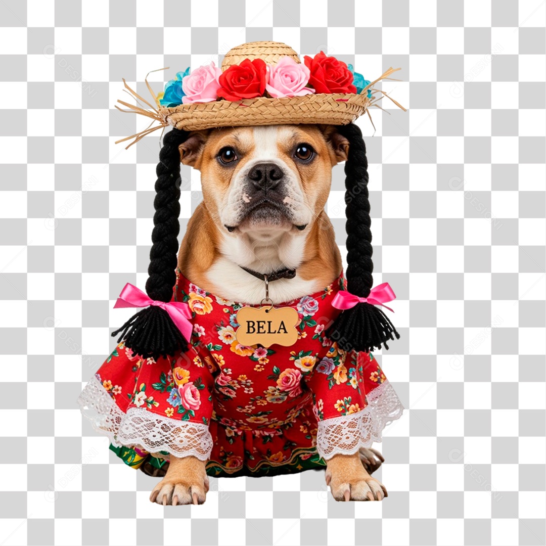 Cadela com Roupa de Festa Junina PNG Transparente