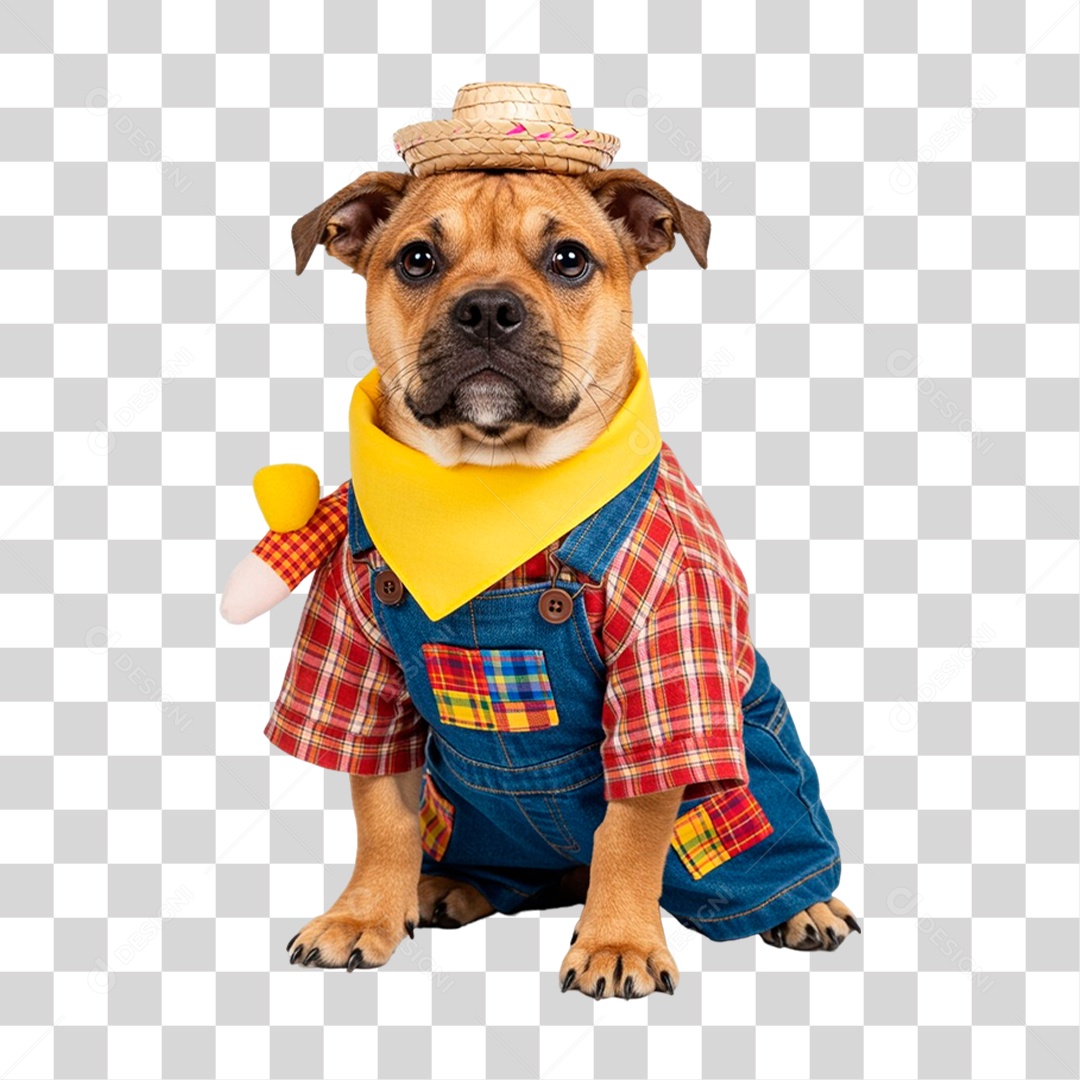 Cachorro com Roupa de Festa Junina PNG Transparente