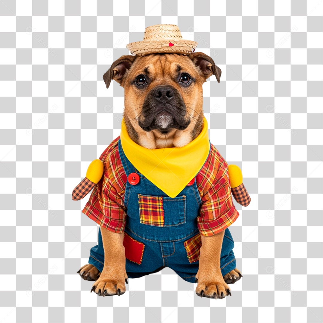 Cachorro com Roupa de Festa Junina PNG Transparente