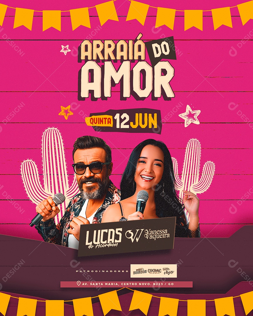 Flyer Arraiá do Amor Social Media PSD Editável