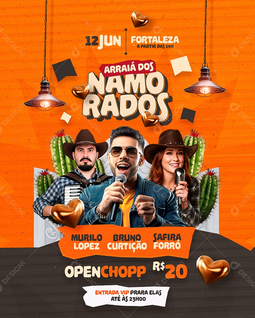 Flyer Arraiá dos Namorados Social Media PSD Editável