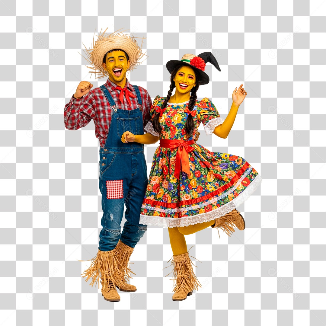 Casal com Roupa de Festa Junina PNG Transparente