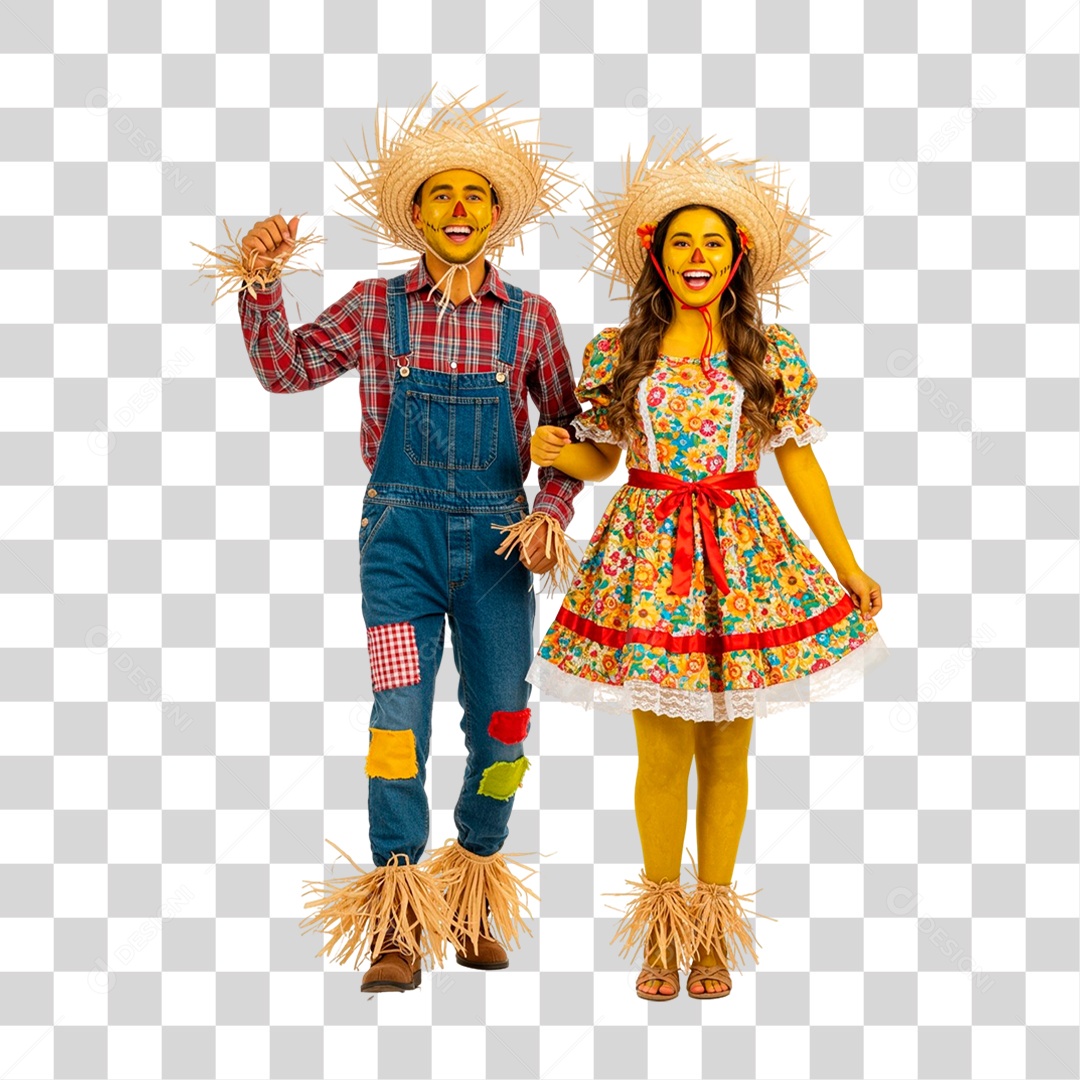 Casal com Roupa de Festa Junina PNG Transparente