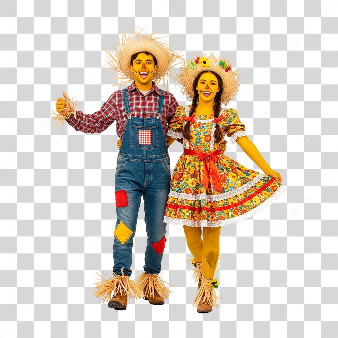 Casal com Roupa de Festa Junina PNG Transparente