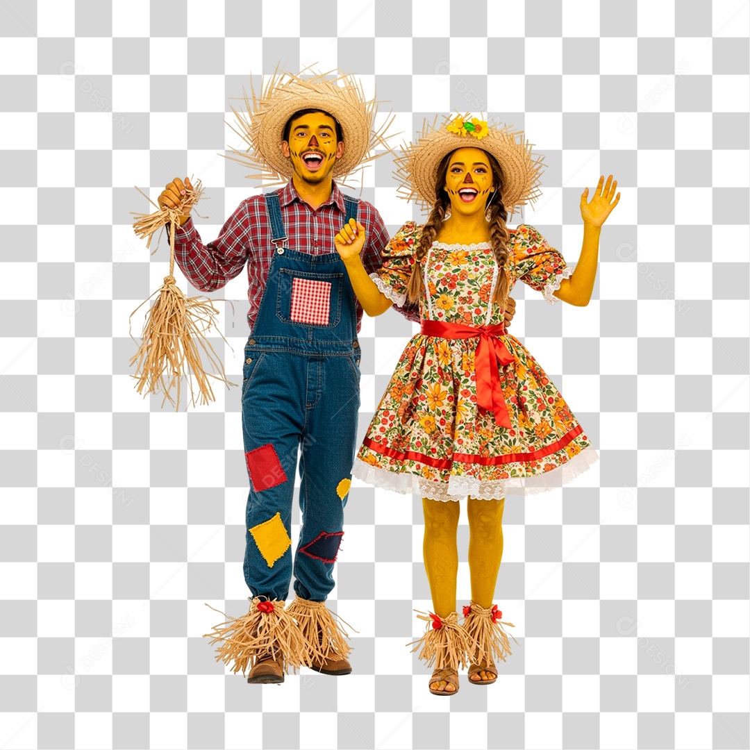 Casal com Roupa de Festa Junina PNG Transparente