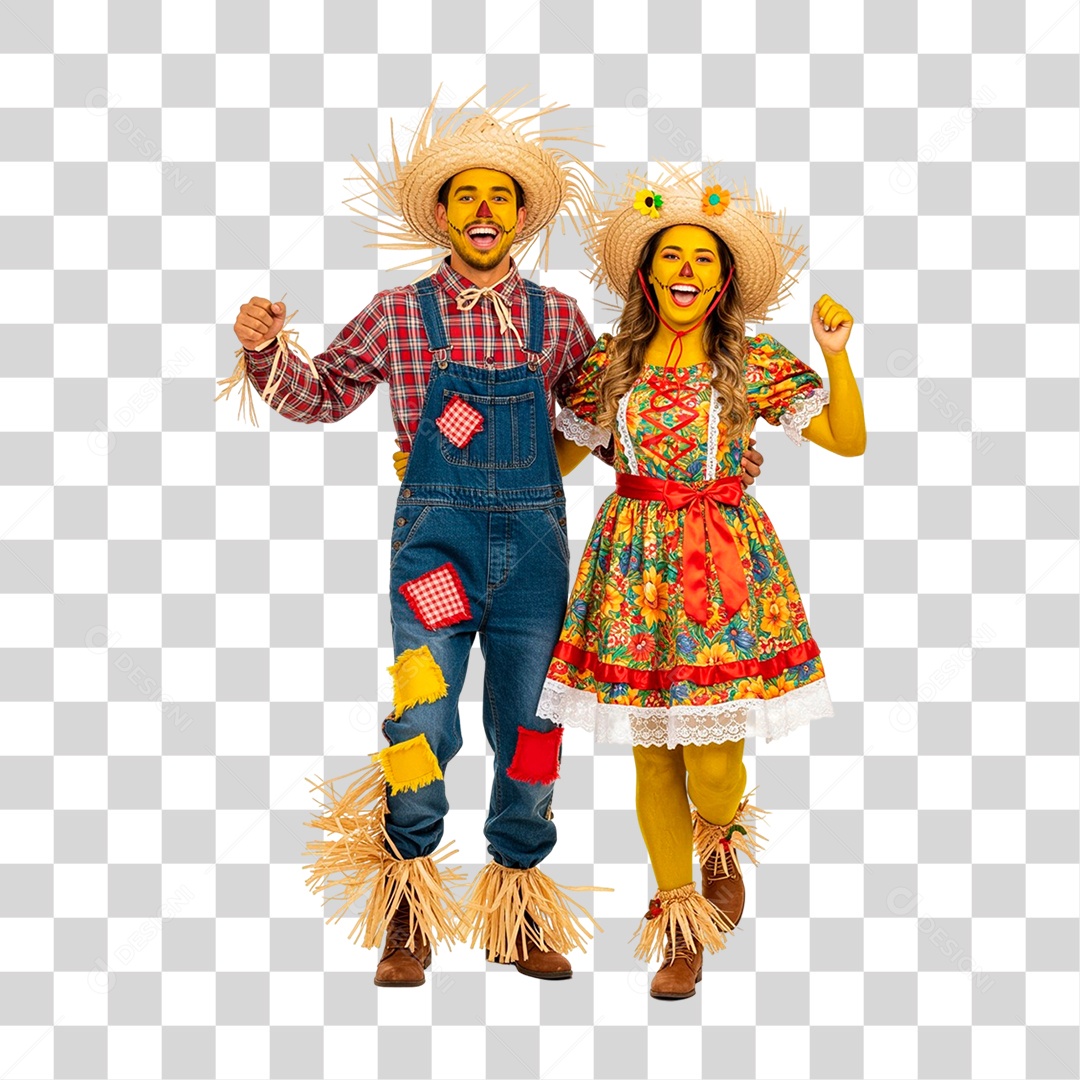 Casal com Roupa de Festa Junina PNG Transparente