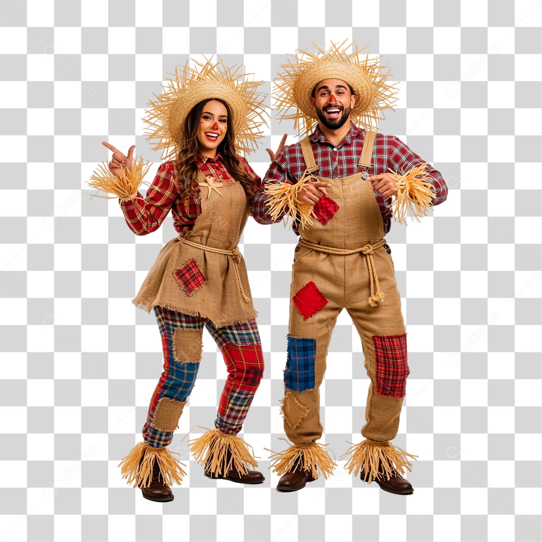 Casal com Roupa de Festa Junina PNG Transparente