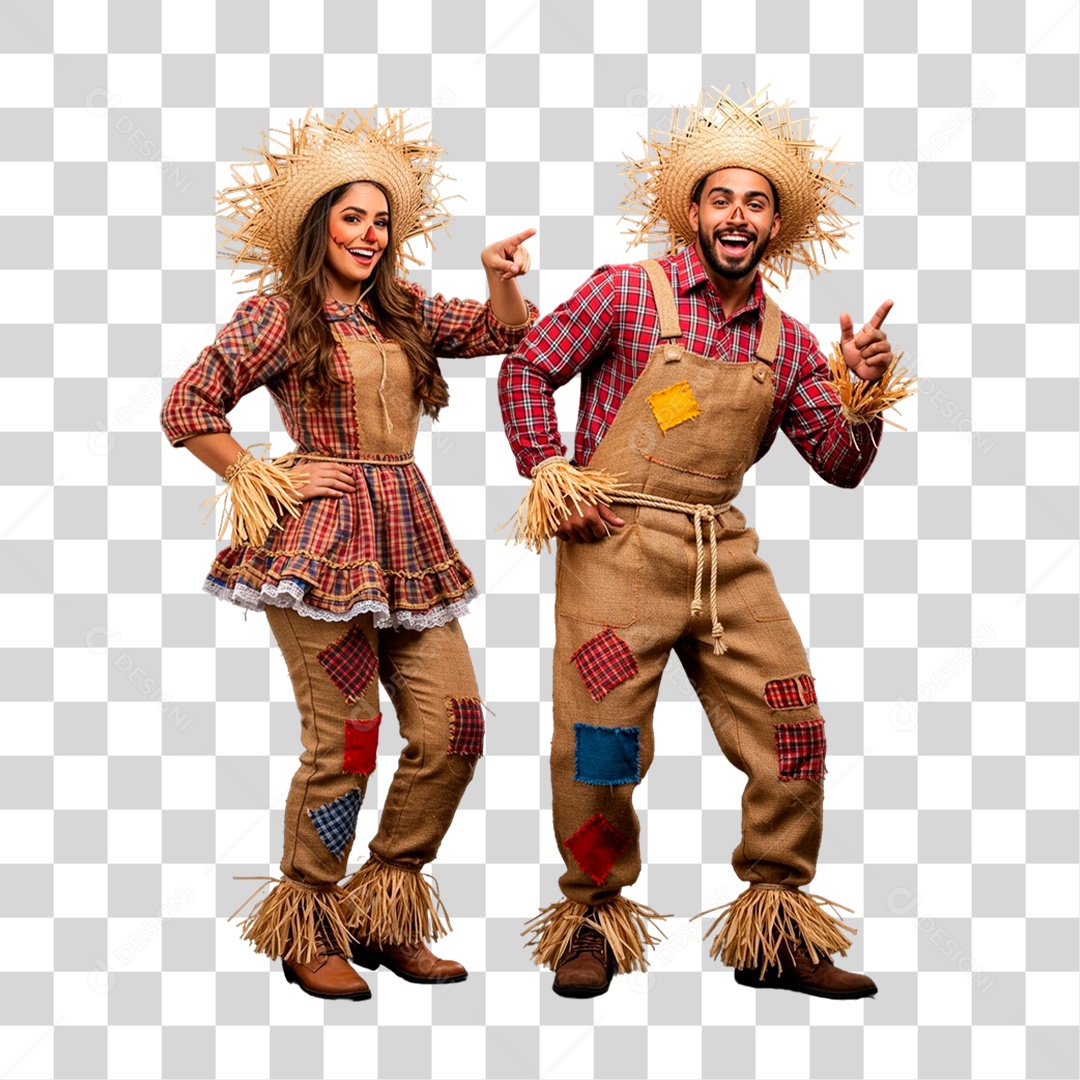 Casal de Espantalho PNG Transparente