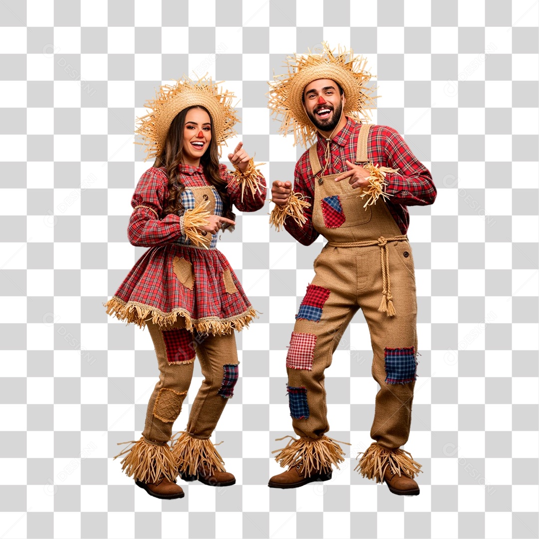 Casal de Espantalho PNG Transparente