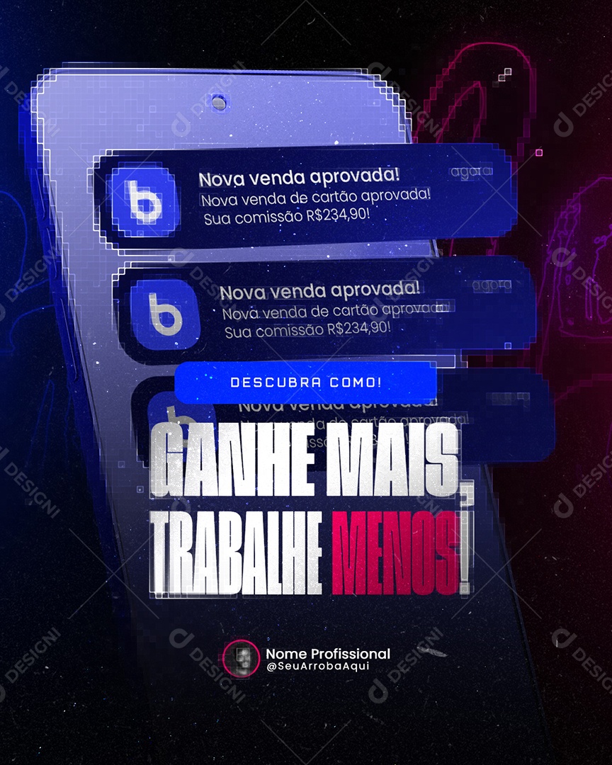 Infoproduto Ganhe Mais Trabalhe Menos Social Media PSD Editável