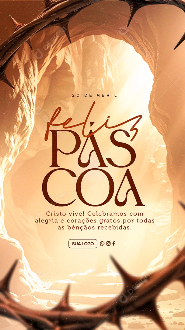 Story Feliz Páscoa 20 de Abril Social Media PSD Editável