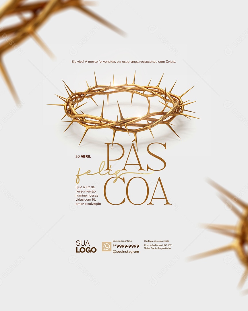 Feliz Páscoa 20 de Abril Social Media PSD Editável