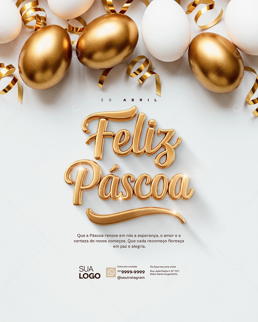 Feliz Páscoa 20 de Abril Social Media PSD Editável