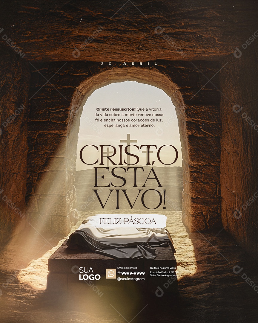 Feliz Páscoa 20 de Abril Social Media PSD Editável