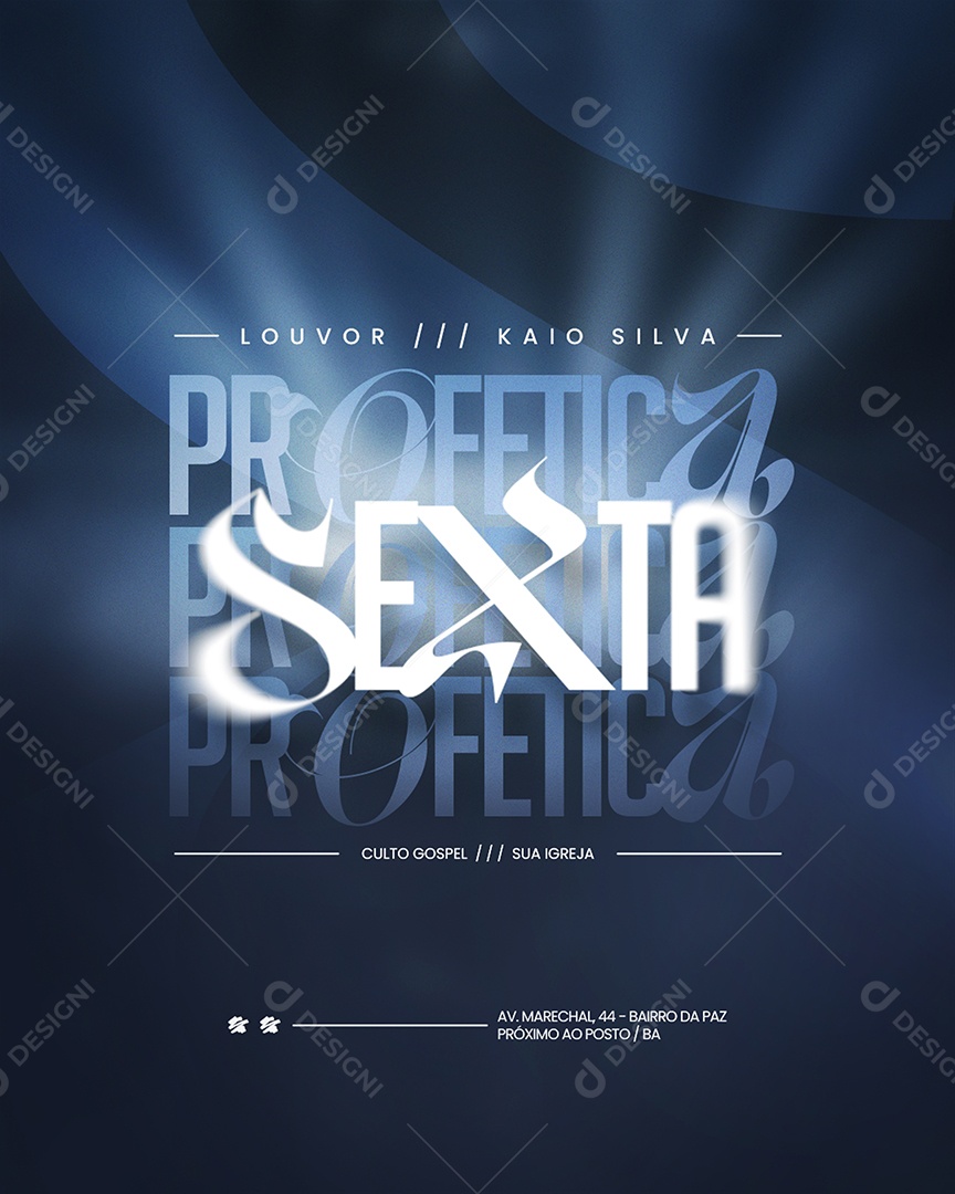 Flyer Gospel Sexta Profetica Social Media PSD Editável