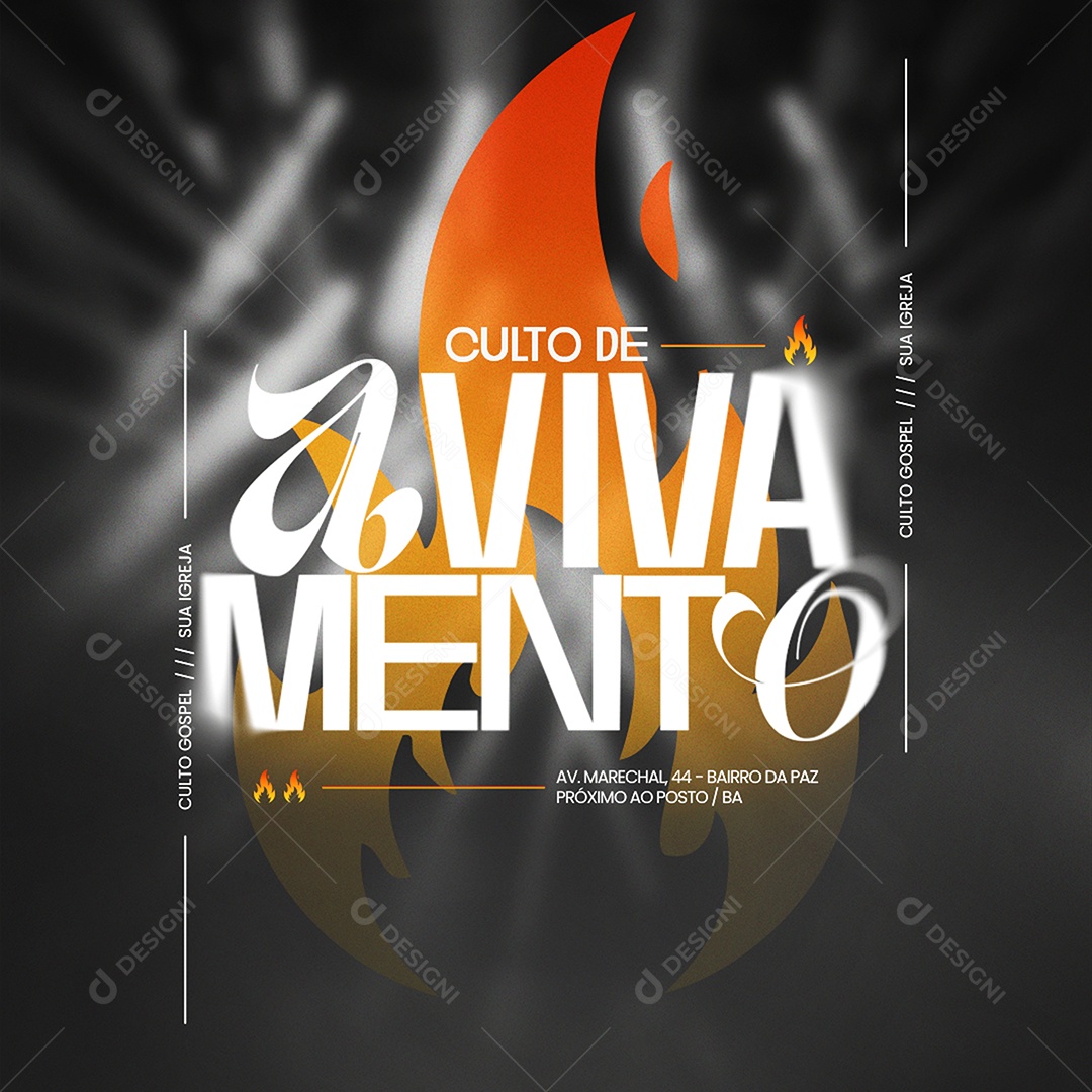 Feed Gospel Culto de Avivamento Social Media PSD Editável