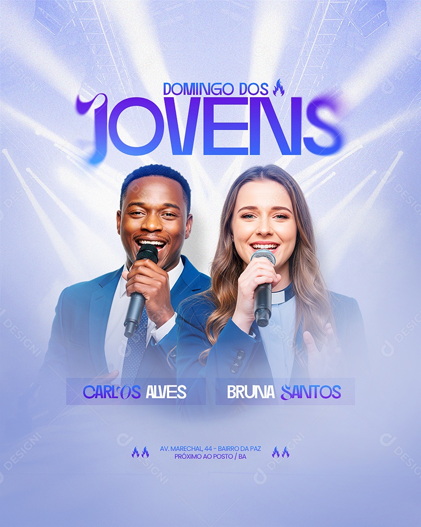 Flyer Gospel Domingo dos Jovens Social Media PSD Editável