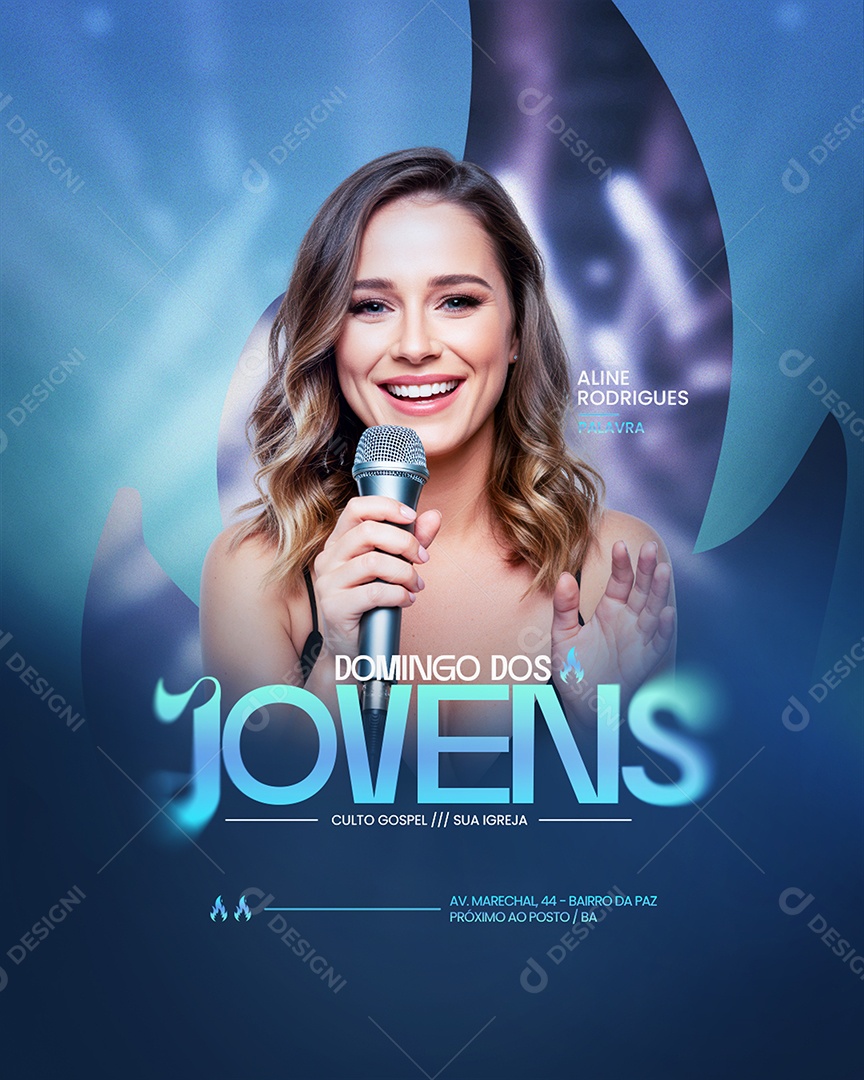 Flyer Gospel Domingo dos Jovens Social Media PSD Editável