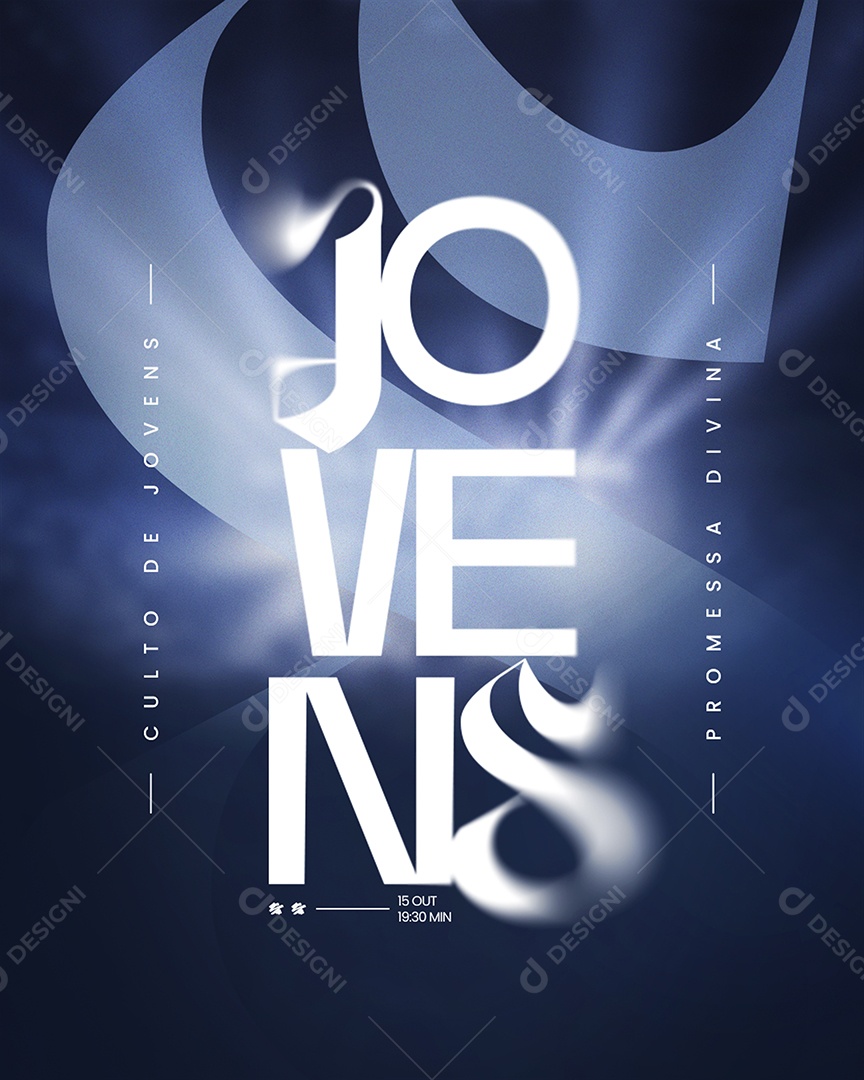 Flyer Gospel Culto de Jovens Social Media PSD Editável