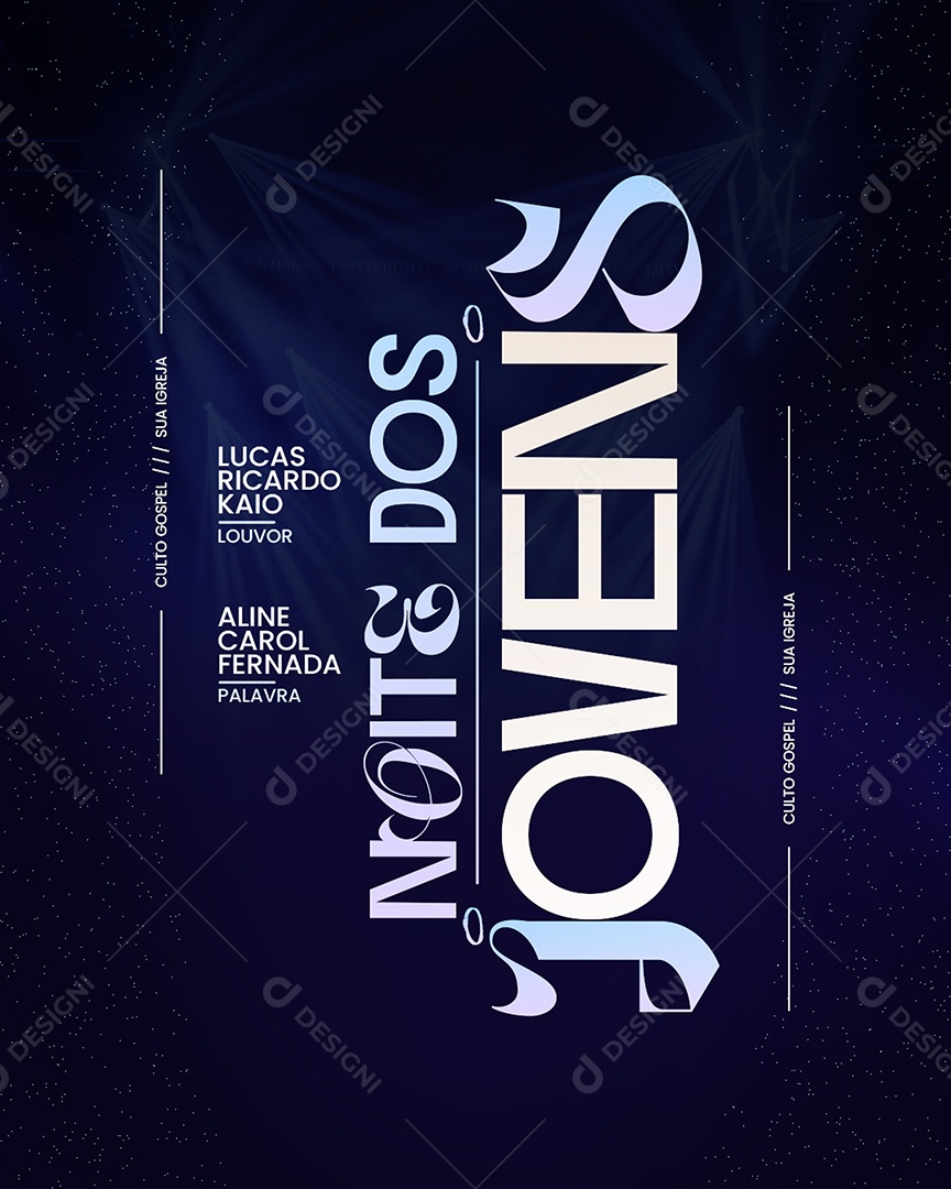 Flyer Gospel Noite dos Jovens Social Media PSD Editável