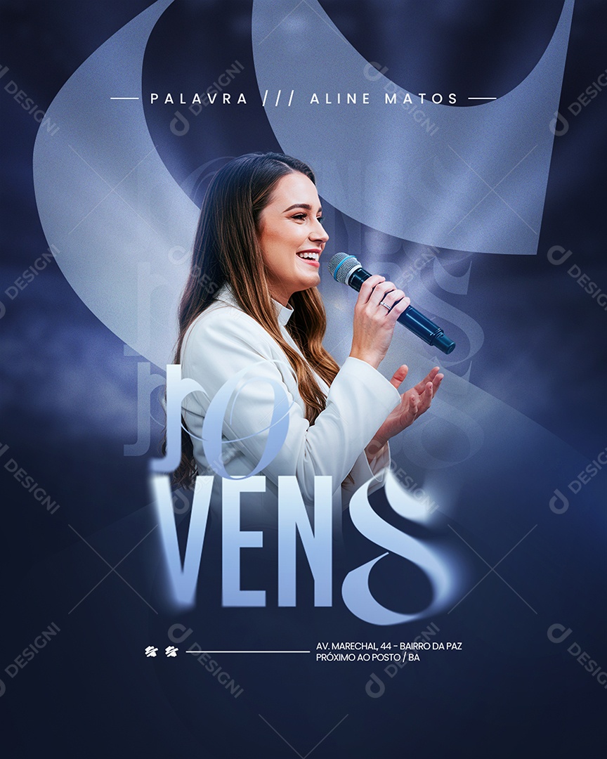 Flyer Gospel Culto de Jovens Social Media PSD Editável