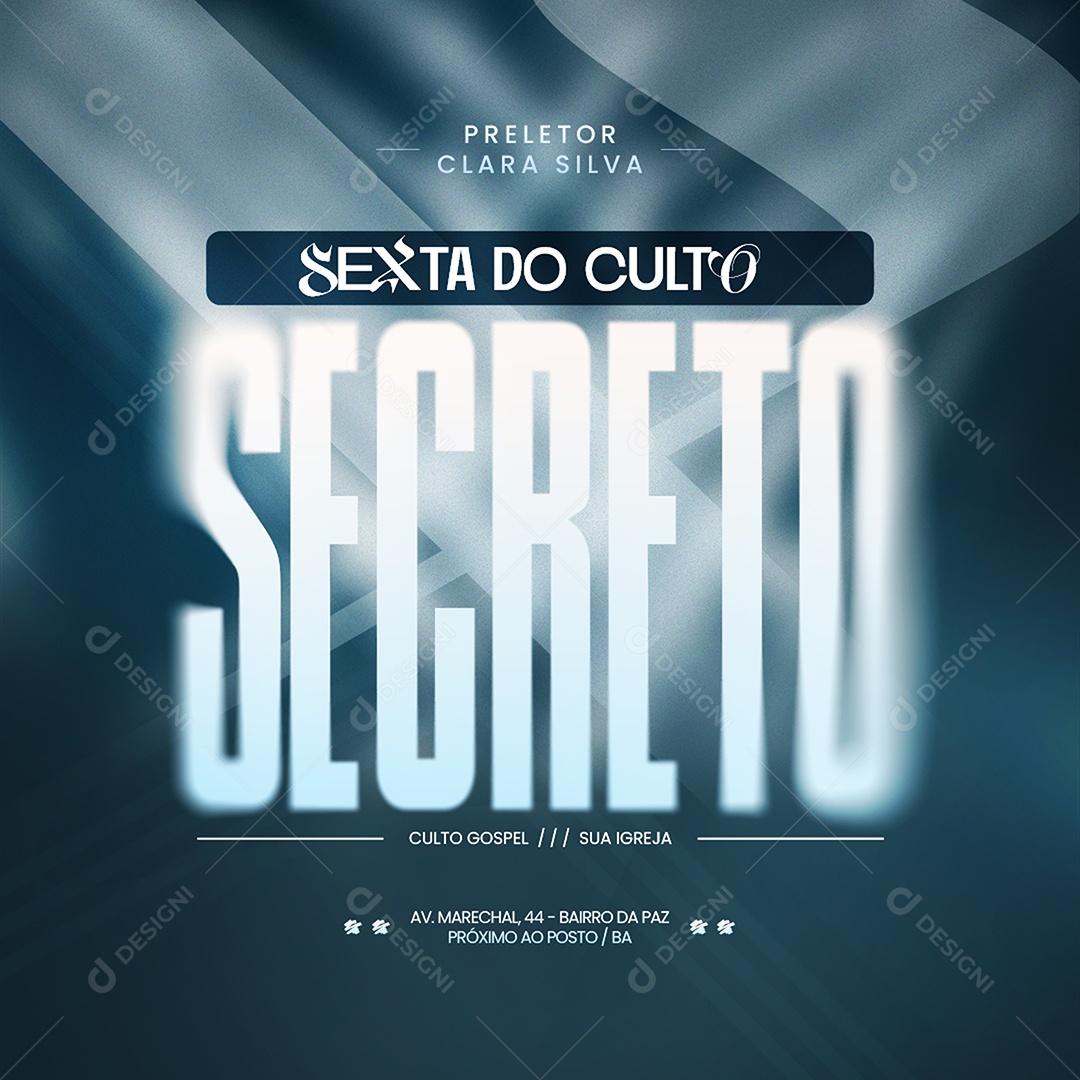 Feed Gospel Sexta do Culto Secreto Social Media PSD Editável
