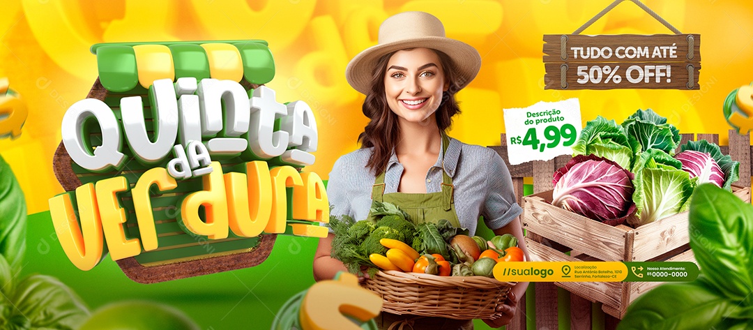 Banner Supermercado Quinta Verdura Hortifruti Social Media PSD Editável