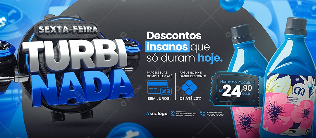 Banner Supermercado Sexta Feira Turbinada Produtos de Limpeza Social Media PSD Editável