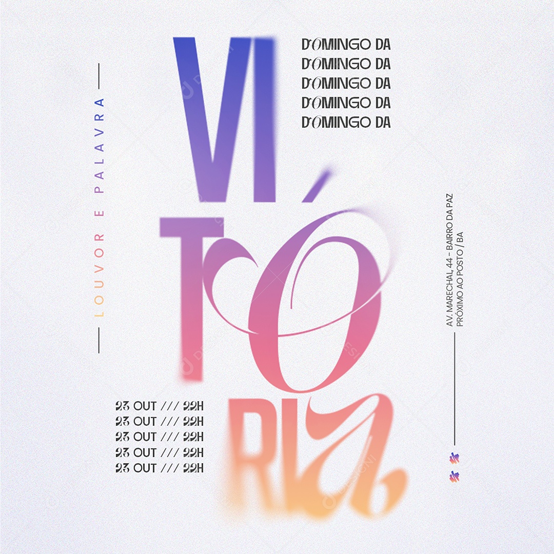 Feed Gospel Culto Domingo da Vitória Social Media PSD Editável