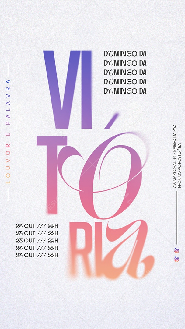 Story Gospel Culto Domingo da Vitória Social Media PSD Editável
