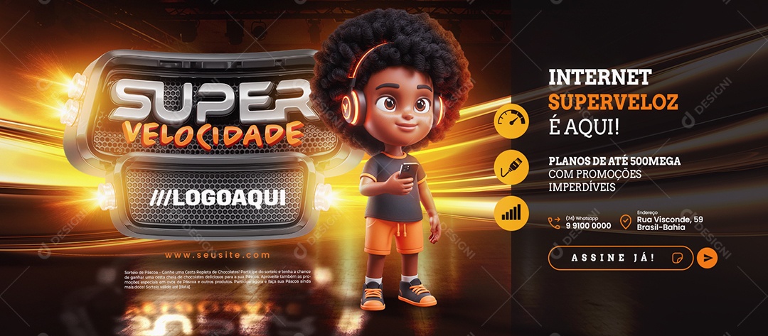 Banner Super Velocidade Internet Superveloz é Aqui Social Media PSD Editável