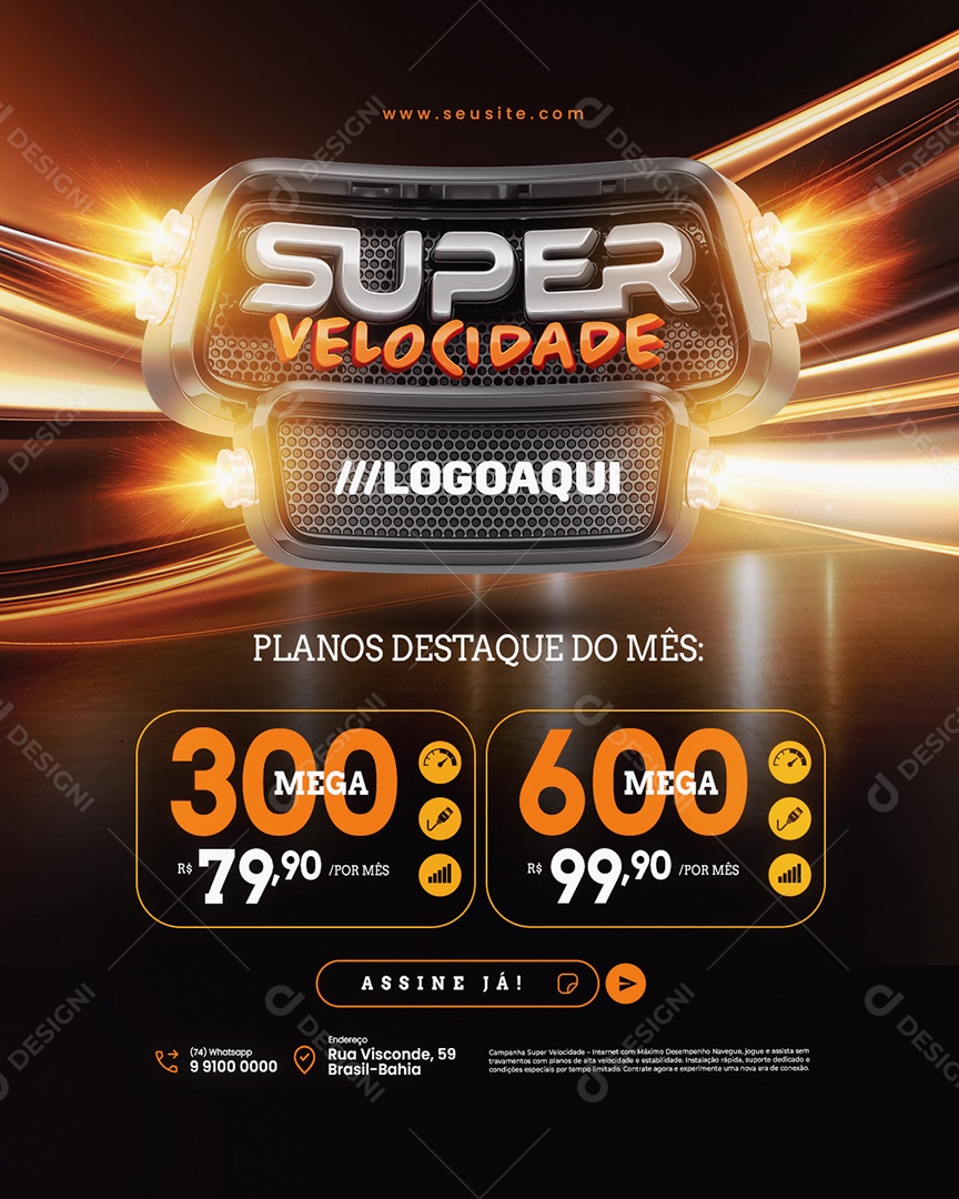 Super Velocidade Internet Planos Destaque do Mês Social Media PSD Editável