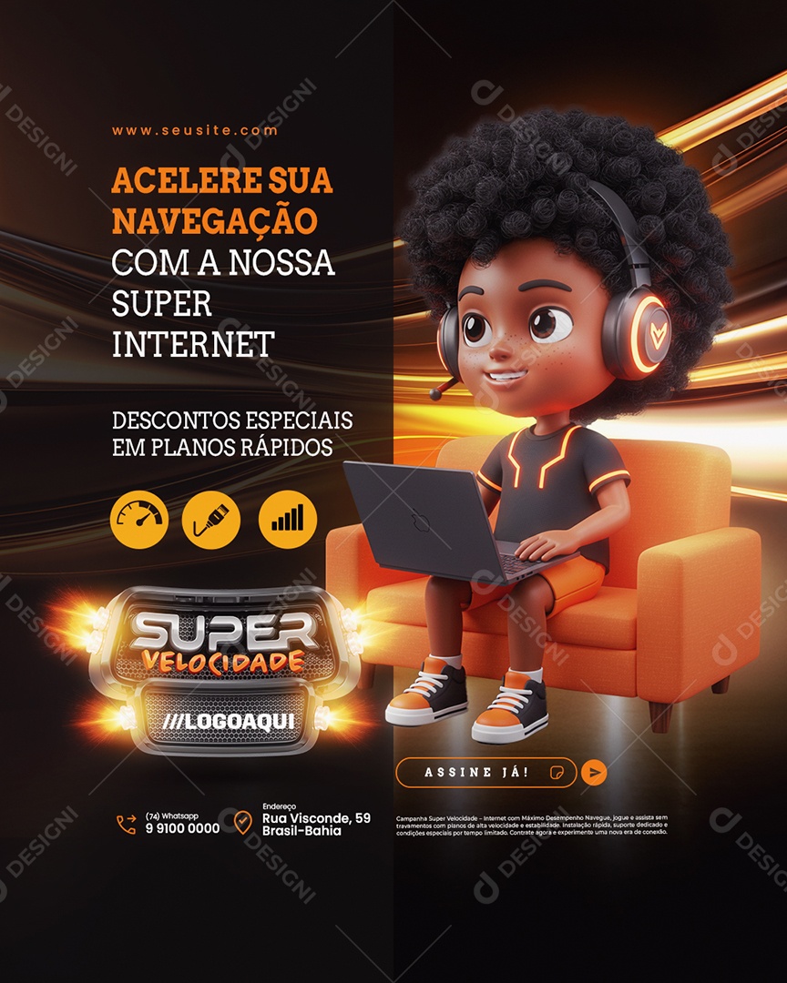 Super Velocidade Internet Acelere sua Navegação Social Media PSD Editável