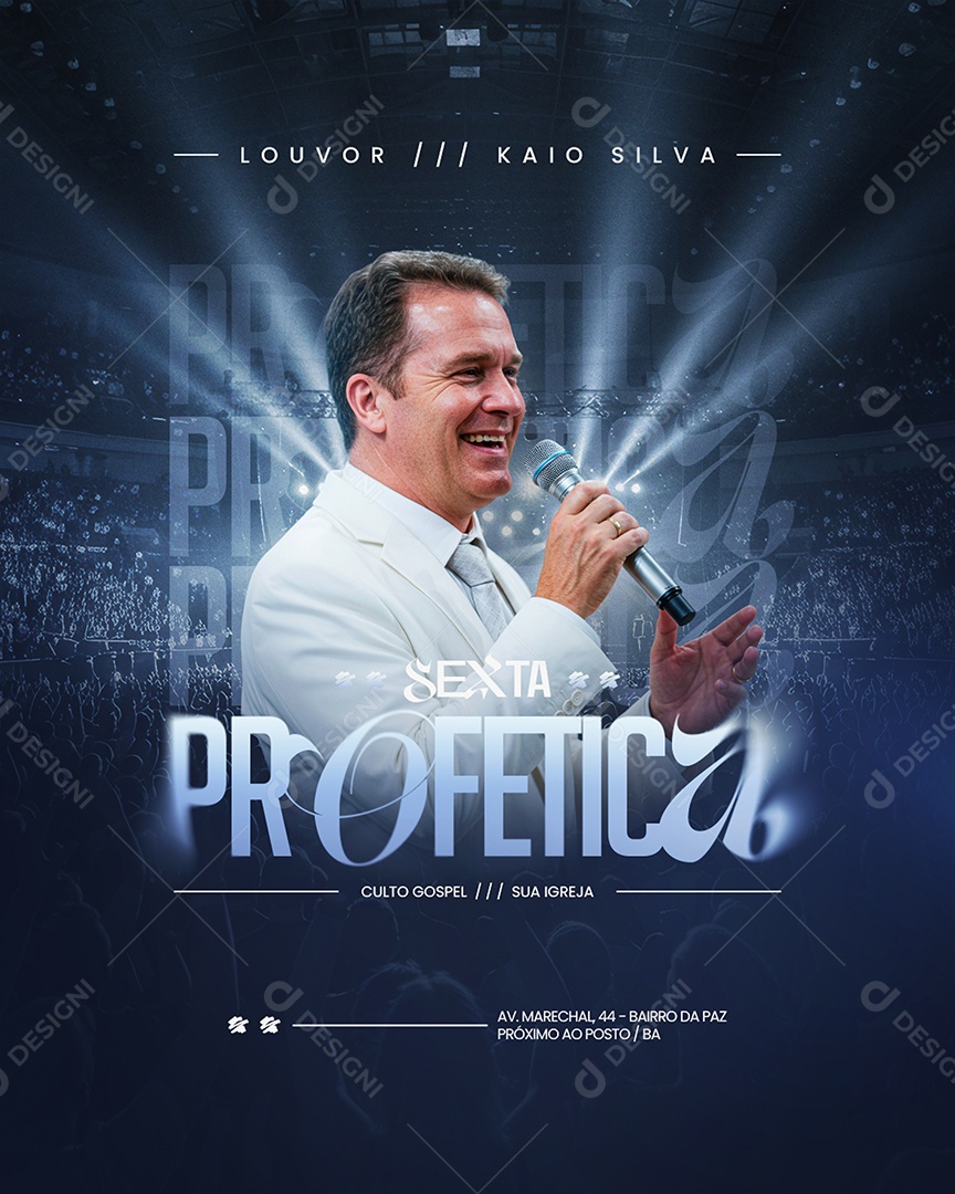 Flyer Gospel Sexta Profetica Social Media PSD Editável