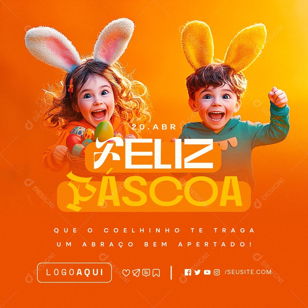 Feliz Páscoa 20 de Abril Social Media PSD Editável