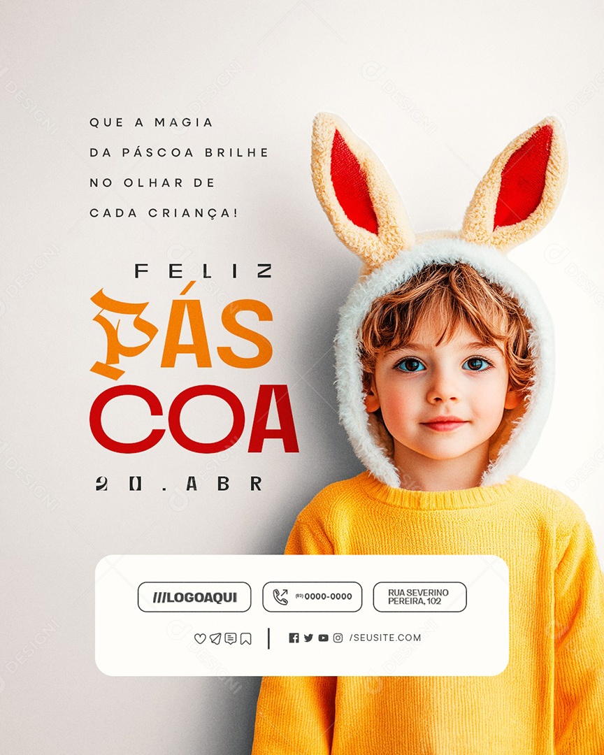 Feliz Páscoa 20 de Abril Social Media PSD Editável