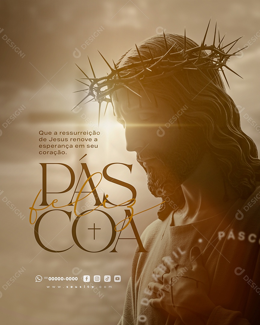 Feliz Páscoa 20 de Abril Social Media PSD Editável