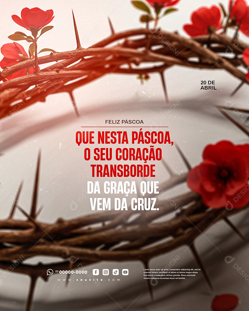 Feliz Páscoa 20 de Abril Social Media PSD Editável
